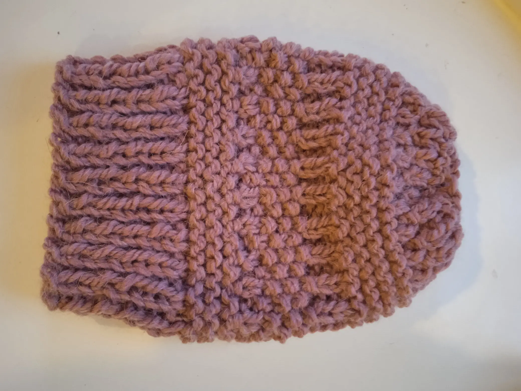 bonnet rose côtes 11 mousse riz